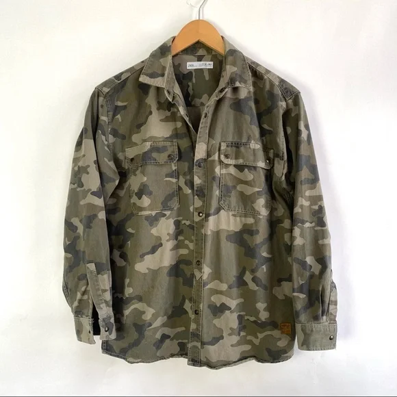 Zara Lightweight Camo Military Jacket 13-14 - Picture 1 of 9